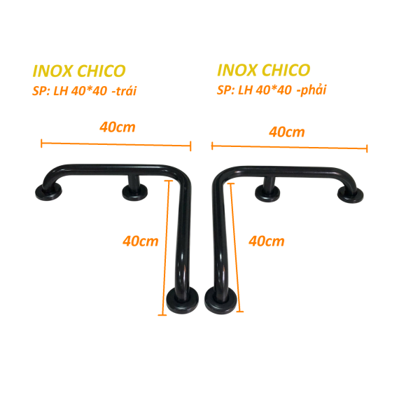 Thanh tay vịn chống trượt thép không gỉ LH 40*40 Xi mạ sơn đen